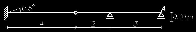obciążonej jak na rysunku dla danych EJ=18000 knm 2, α t =0.00001/K, h=0.15m. Dla otrzymanych wyników wykonać sprawdzenie kinematyczne. 0.