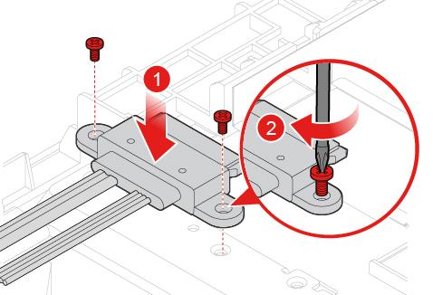 Rysunek 31. Instalowanie kabli napędu optycznego i dysku 6. Podłącz nowe kable napędu optycznego i dysku do dysku i płyty głównej. 7. Zainstaluj z powrotem usunięte części.