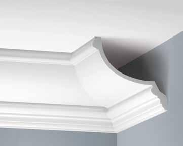 LISTWA GZYMSOWA GŁADKA 2400 mm SMOOTH CORNICE MOULDING 2400 mm КАРНИЗ ПОТОЛОЧНЫЙ ГЛАДКИЙ 2400 мм 165 mm 28 T-LS-LGG-15-101 / T-LS-LGG-15F-101 60 mm