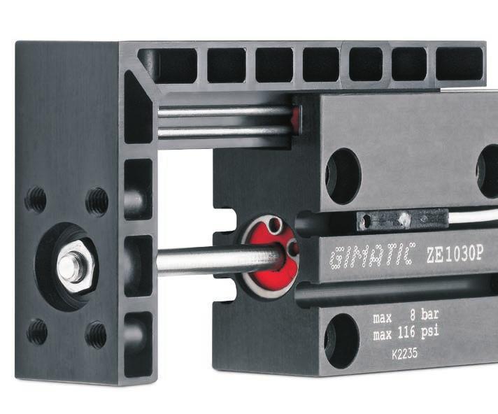 Pneumaic mini-slides series Pison bore 6mm, 10mm or 16mm. Sroke 10mm, 20mm, 30mm. Several fasening opions.