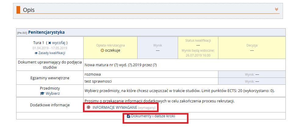 Zapoznaj się z kolejnymi krokami wybierając Dokumenty i dalsze kroki. Znajdziesz tam informacje i wzory dokumentów do pobrania, które są niezbędne do przeprowadzenia dalszej procedury rekrutacyjnej.