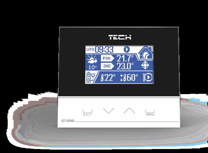 ST-296 REGULATOR POKOJOWY Z KOMUNIKACJĄ RS 20 Zasilanie Komunikacja przewodowa RS Dokładność pomiaru temp.