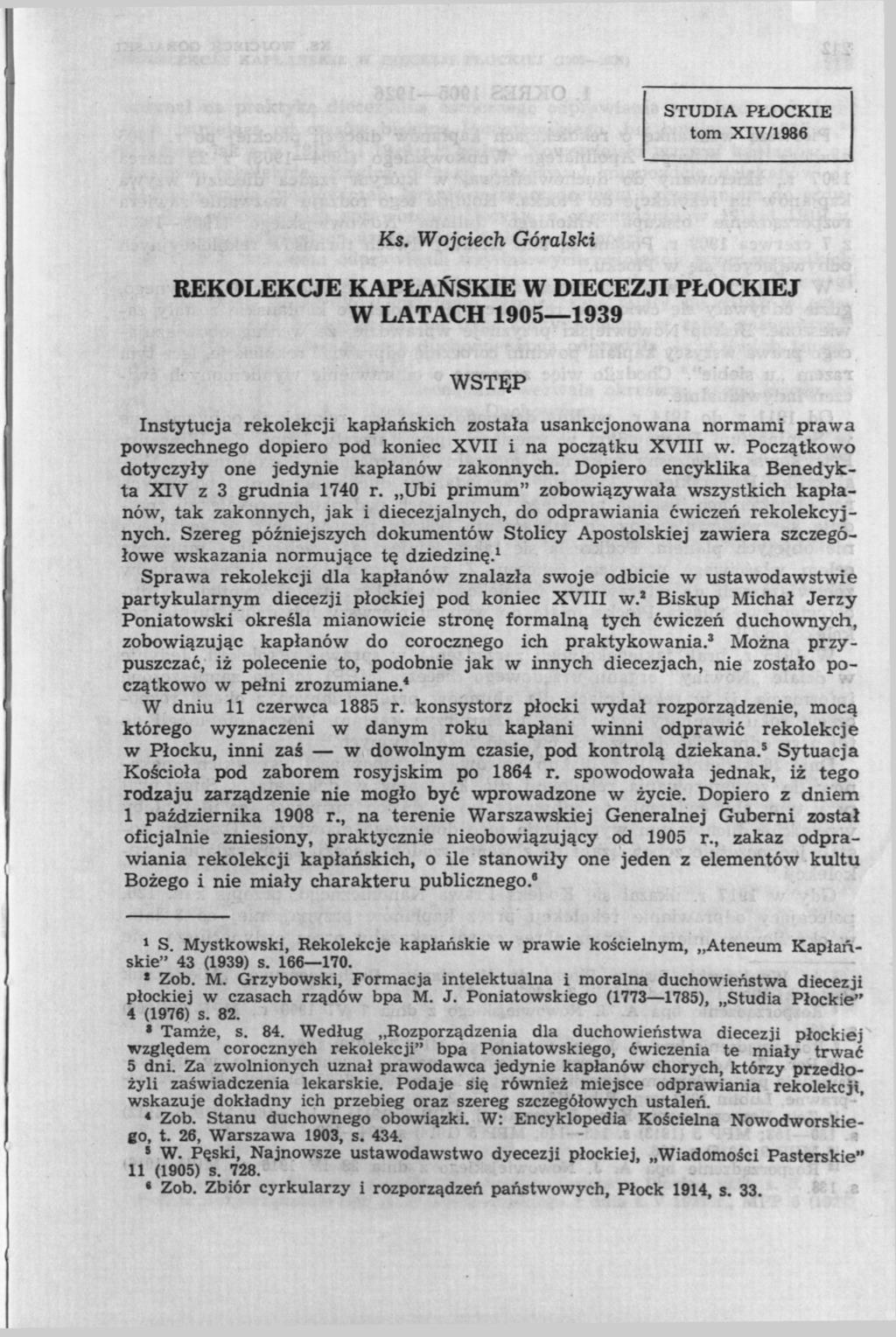 STUDIA PŁOCKIE tom XIV/1986 Ks.