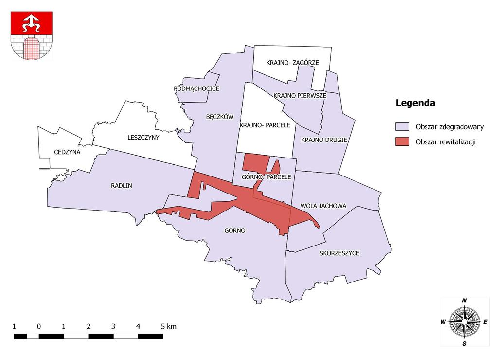 Mapa 11 Lokalizacja obszaru rewitalizacji na tle obszaru