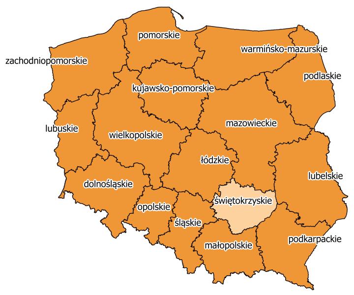 Mapa 1 Położenie Gminy Górno na tle Polski, województwa świętokrzyskiego i powiatu