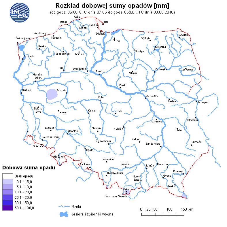 Ryc. 2. Rozkład dobowej sumy opadów OPIS SYTUACJI HYDROLOGICZNEJ Dorzecze Wisły Stan wody w dorzeczu Wisły układa się głównie w strefie wody niskiej i średniej.