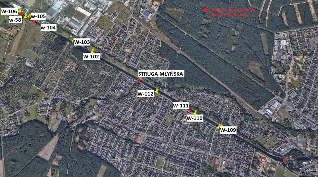Zakres bagrowania osadów dennych Kanał Bydgoski - odcinek 5 km Czyżówko - Osowa Góra (9 wylotów ścieków