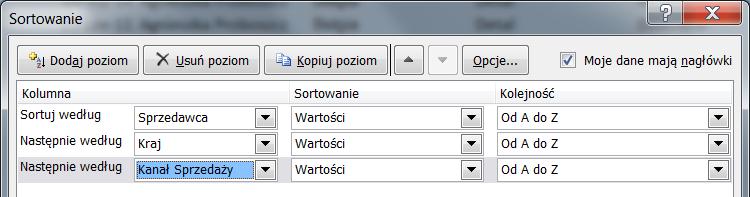 Uważaj aby omyłkowo nie zaznaczyć fragmentu bazy, to sygnał dla programu, że zamierzasz sortować jedynie jej fragment.