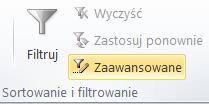 dane. 31. Załóż filtr na odpowiednie dane. 32. Wyczyść filtr.