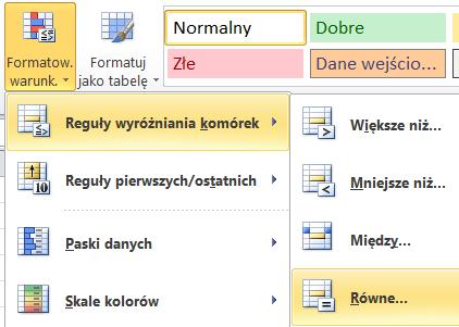 Sekcja: FORMATOWANIE WARUNKOWE Strona 30 FORMATOWANIE WARUNKOWE Program umożliwia automatycznie