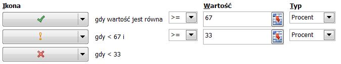 Program daje szerokie możliwości manipulowania wartościami jak i typem wartości (Procent, Liczba, Percentyl