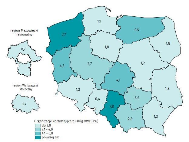 Odsetek organizacji non-profit korzystających z usług OWES w 2017 r. W 2017 r.