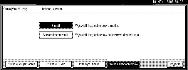 Dostarczanie zeskanowanych plików Przeâàczanie ekranu sieciowego serwera dostarczania W tej czêãci opisano sposób przeâàczania na ekran sieciowego skanera dostarczania.