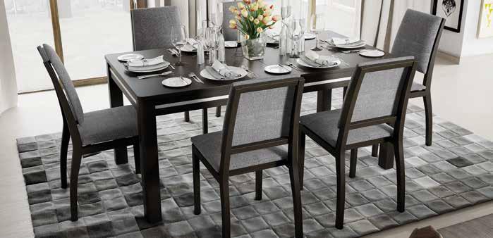 stół rozsuwany wenge extendable table wenge DESJO 101 krzesło tapicerowane w tkaninie typu sawana