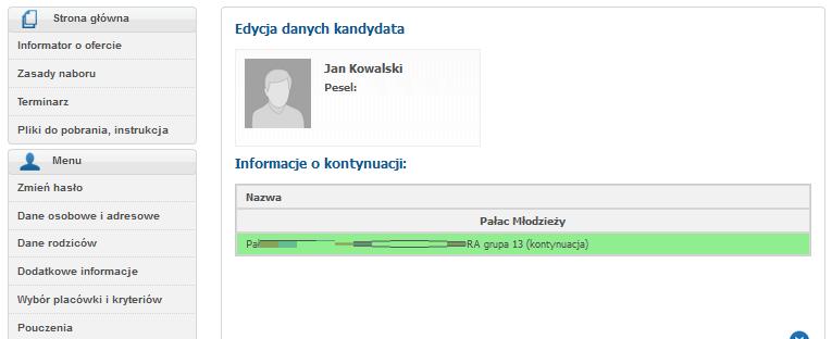 Jak zarejestrować wniosek? dotyczy kandydatów, którzy posiadają zarejestrowaną deklarację kontynuacji.