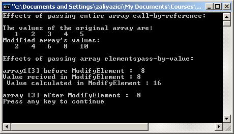 Example (cont) // Function, local copy of array element a[ 3 ] passed from main.