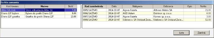Wst p Dodatek wy wietla list niezrealizowanych pozycji oraz umo liwia wy wietlenie zamówie obcych dla tych pozycji.
