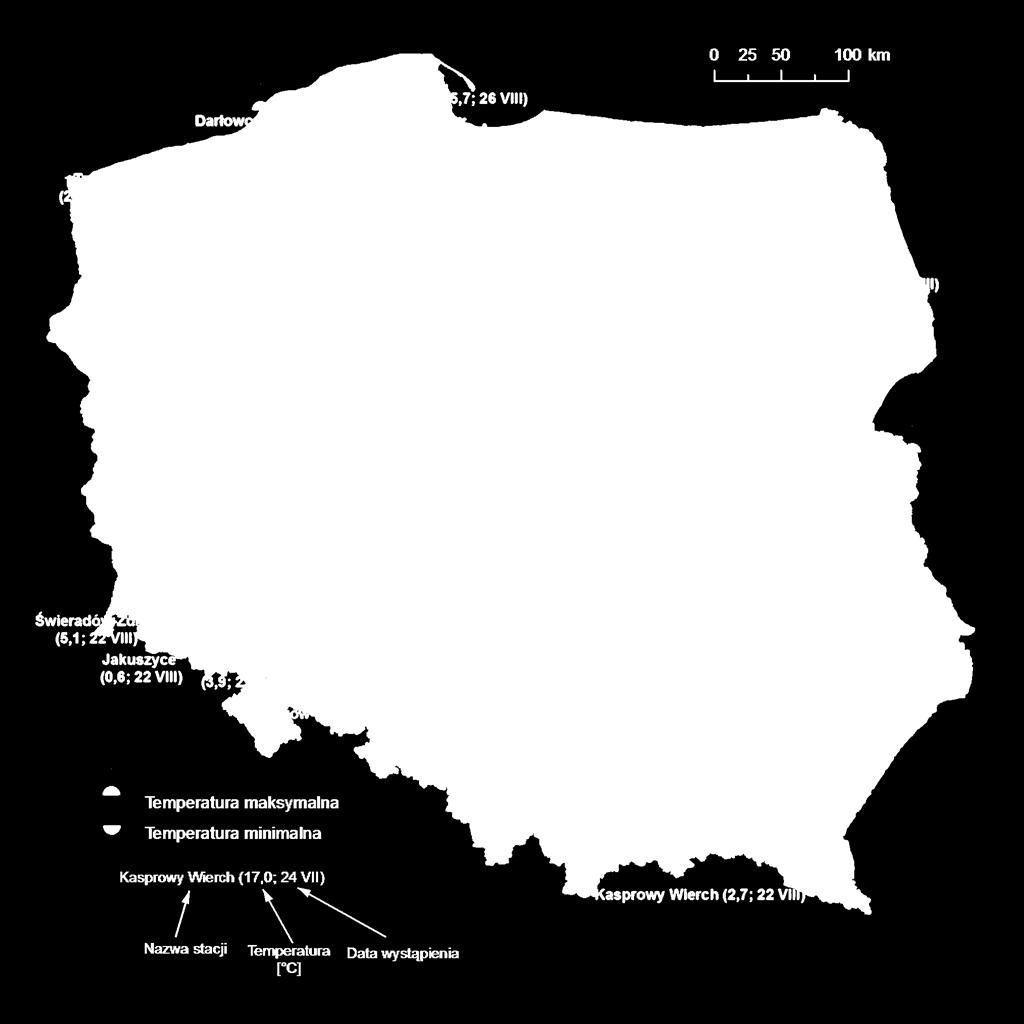 2. Temperatury ekstremalne w regionach