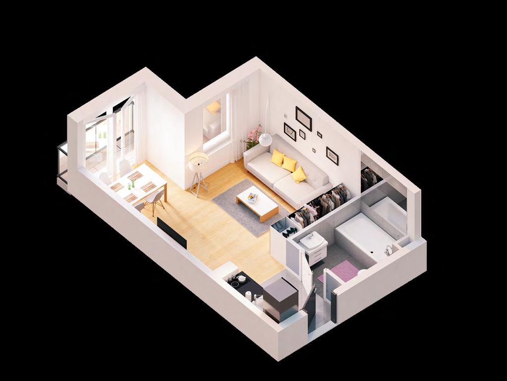 Studio 26,93 m² 1. Pokój 18,15 m 2 2.