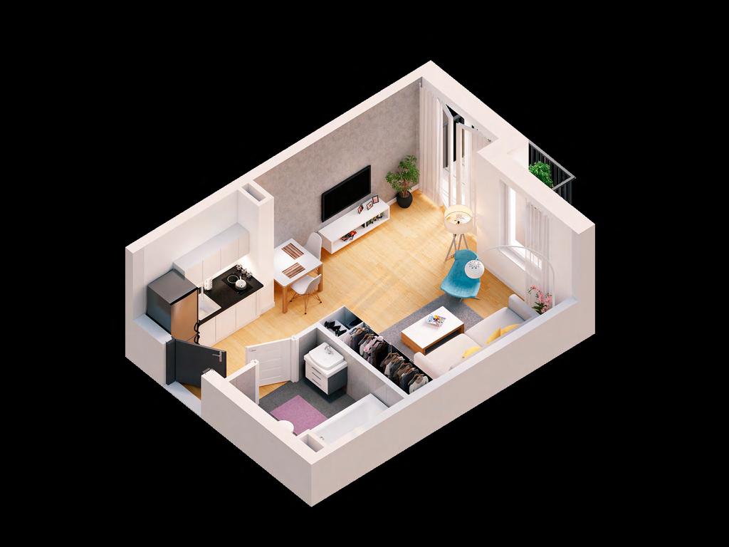 Wybierz mieszkanie idealne dla Ciebie Studio 25,95 m² 1.