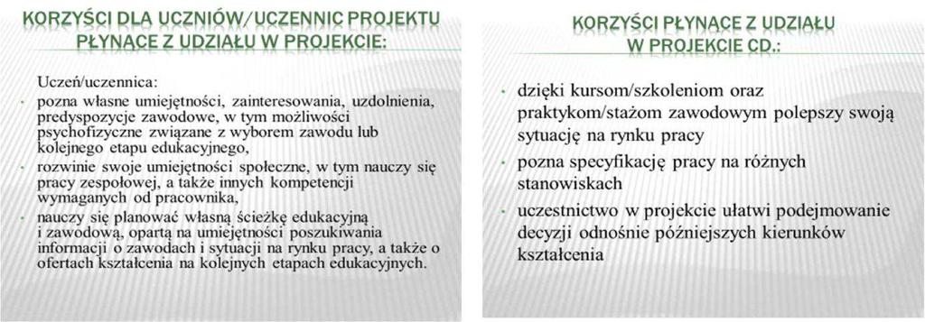 Uczestnicy uzyskali m.in. informacje dot. wartości projektu (tj. 2 252 732 zł. z czego 10 % to wkład własny powiatu), jak również na temat szkół i branż kluczowych objętych projektem. Ponadto p.