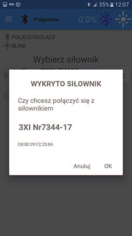 Ikona Blink dotknita w kadym trybie pracy siłownika, wymusza na wywietlaczu
