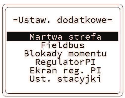 +1 " 8.2. Ustawienia dodatkowe siłownika Aby skonfigurowa ustawienia dodatkowe siłownika naley przy wejciu w konfiguracj wybra hasło 1414.