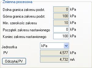 D1 33 DTR.PC.PR.SG.MODBUS 5.3. Odczyt limitów przetwornika oraz zmiennej procesowej Przykład ramki zmiennej procesowej i limitów. - Dolna granica zakresu podstawowego.