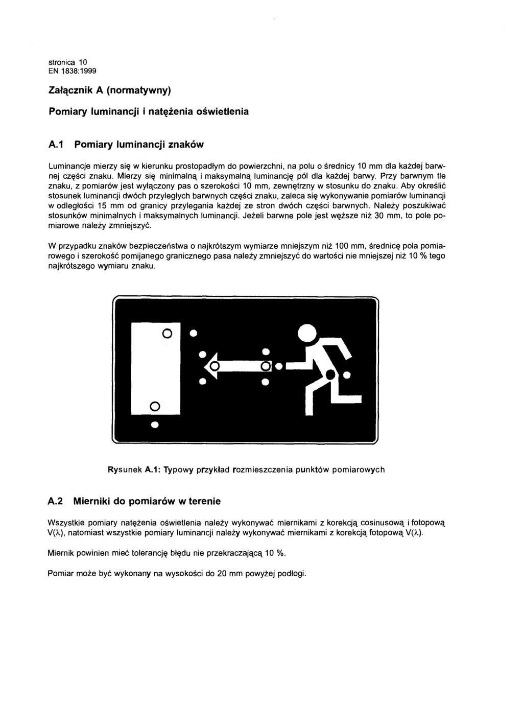 stronica 10 Załącznik A (normatywny) Pomiary luminancji i natężenia oświetlenia A.