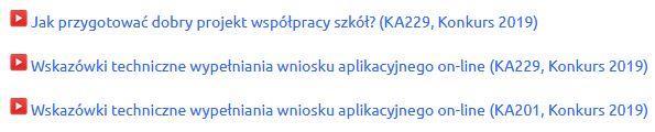 WSPARCIE DLA WNIOSKODAWCÓW Webinaria: https://erasmusplus.org.