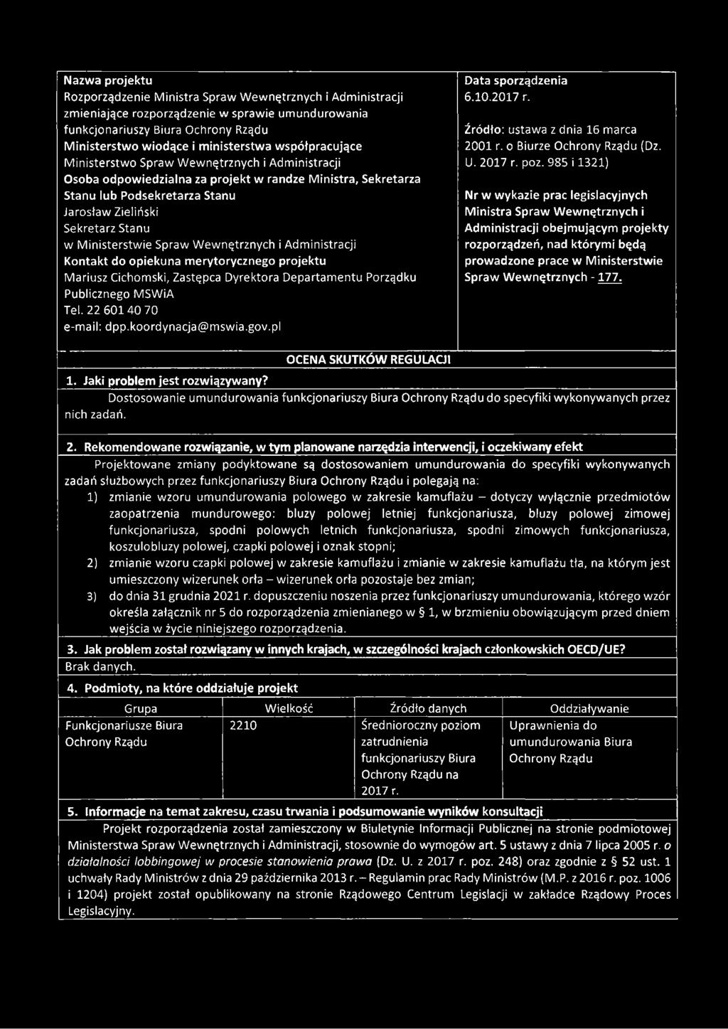 985 i 1321) Nr w wykazie prac legislacyjnych Ministra Spraw Wewnętrznych i Administracji obejmującym projekty rozporządzeń, nad którymi będą prowadzone prace w Ministerstwie Spraw Wewnętrznych -177.