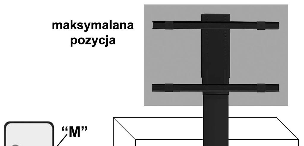 G. Na maksymalnie opuszczonej windzie przykręć TV wraz z uchwytem montaŝowym D (uŝyj 4 śrub z zest. mont.). Uwaga! Po instalacji sprawdź stabilność montaŝu i dobre wypoziomowanie TV. H.