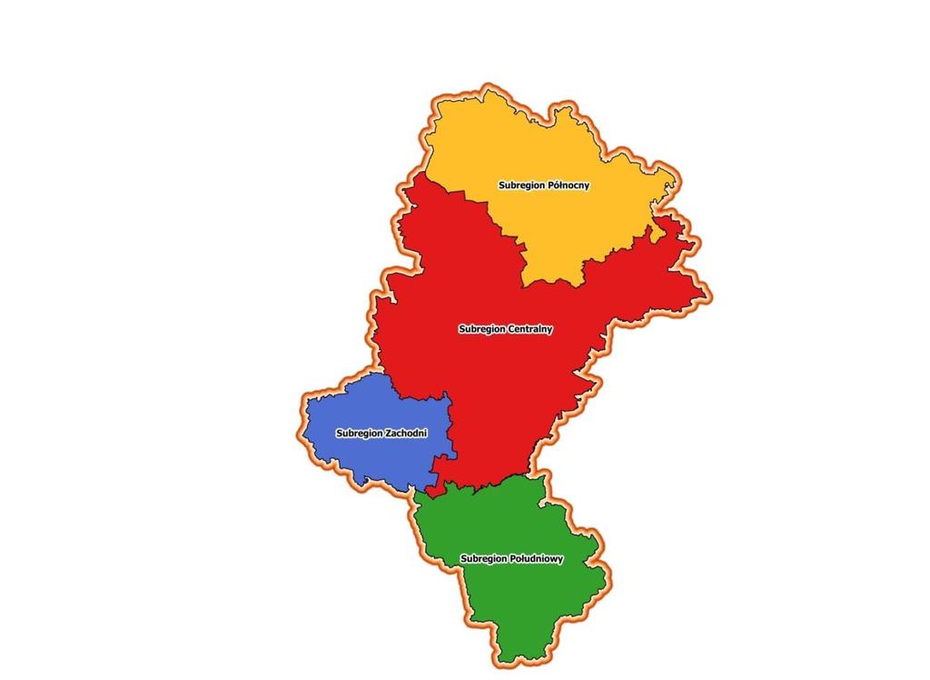 W ramach konkursu dokonano podziału na 3 subregiony: 1. Północny 2. Południowy 3.