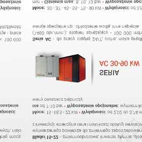 8, 10, 13 bar Wyposażenie opcjonalne: wymiennik ciepła, osuszacz ziębniczy, zbiornik.