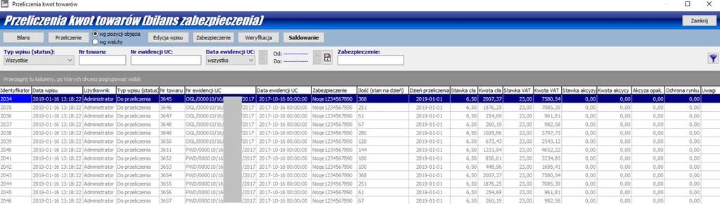 Wyznaczanie towarów objętych bilansem data bilansu otwarcia. Program utworzy listę towarów objętych bilansem (w przypadku dużych baz danych operacja może potrwać kilka lub kilkanaście minut).