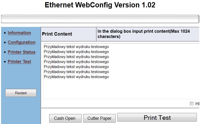 Ekran Printer Test Korzystając z tego ekranu można