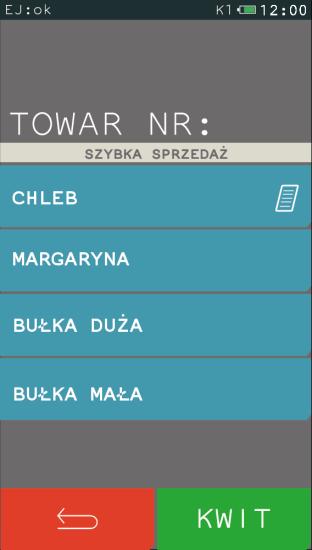 Tryb szybkiej sprzedaży z włączoną opcją KWIT Wybierz klawisz KWIT Wprowadź identyfikator (np.