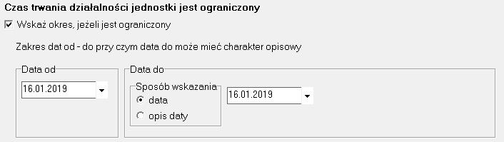 Działalność (2) W zakładce Działalność (2) obligatoryjne jest wypełnienie trzech początkowych pól.