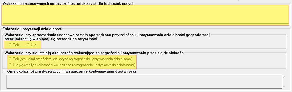 Układ pól i ich wymagana zawartość wynika wprost z wymogów struktury e-sprawozdania.