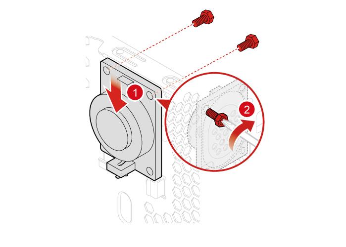 Rysunek 31. Instalowanie głośnika wewnętrznego 7. Podłącz kabel głośnika wewnętrznego do płyty głównej. 8. Zainstaluj z powrotem usunięte części.