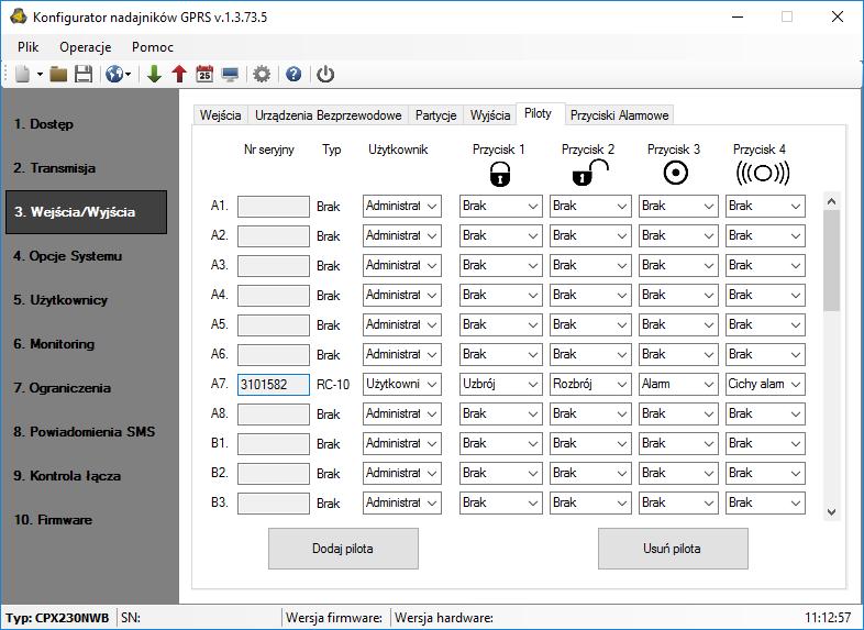 6.3.4.2. Partycja 1 (P1) i 2 (P2) Parametr pozwala na przypisanie poszczególnych partycji do wyjść. 6.3.4.3. Czas trwania Parametr określający czas na jaki wyjście ma być załączone. 6.3.4.4. Bistabilny Parametr pozwala na włączenie trybu bistabilnego wyjścia.