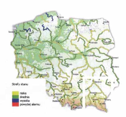 W maju 2007 roku stan wody uległ obniżeniu we wszystkich analizowanych rzekach Podkarpacia i układał się w strefie wody niskiej.