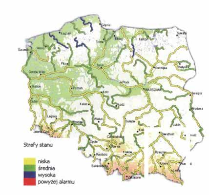 W czerwcu, podobnie jak w maju 2007 roku, stan wody we wszystkich analizowanych rzekach układał się w strefie wody niskiej, a na rzece Wisłoce, na posterunku wodowskazowym w Pustkowie, pięciokrotnie