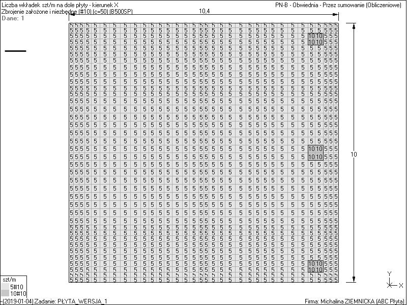 - 30 - Zaprojektowano płytę fundamentową o grubości h = 0,30 m, zbrojoną krzyżowo górą i dołem siatką #10 co ~10/0 cm. Obliczenia przeprowadzono w programie ABC Płyta.