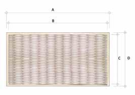 dukta - dane techniczne Standardowy rozmiar desek (tolerancja +/- 5 mm) wymiar zewnętrzny (A x D) powierzchnia użytkowa (B x C) m²/deska Linar 2500 x 1250 mm 2350 x 1200 mm 2,82 Janus 2500 x 1020 mm