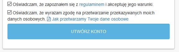 Strona 7 Jeśli zapoznałeś się z wyżej wymienionymi dokumentami oraz uzupełniłeś wszystkie dane niezbędne do stworzenia konta: 1. Zaakceptuj regulamin 2.