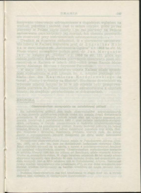 URANIA 145 konywane obserwacje astronomiczne z dogodnym wglądem na wschód, południe i zachód.