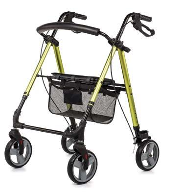 chodzenie Ergonomiczne uchwyty Pojemnik na zakupy Uchylna barierka oparcia Uchwyt na kulę Kolor ramy: zielona oliwka ZASTOSOWANIE: Sprzęt pomocniczo-rehabilitacyjny ułatwiająca pionizację, poruszanie