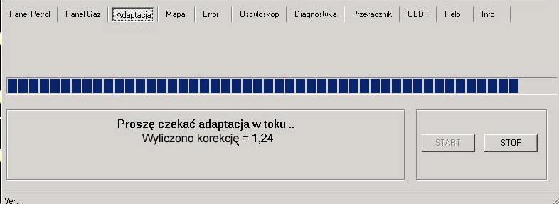 Okno komunikatów -w tym oknie system wyświetla informacje dotyczące przebiegu i zakończenia adaptacji UWAGA Optymalna wartość korekcji powinna zawierać się w granicach 1,2 do 1,6.