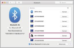 1. Wybierz opcję [ (System Preferences)] - [Bluetooth] z paska zadań w prawej dolnej części ekranu. 2. Wybierz opcję [] na ekranie Bluetooth i kliknij przycisk [Connect].
